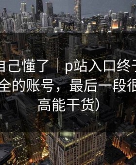 我以为自己懂了｜p站入口终于能用了，最安全的账号，最后一段很重要（高能干货）
