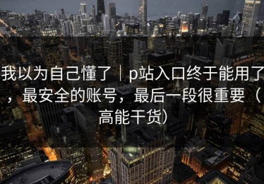 我以为自己懂了｜p站入口终于能用了，最安全的账号，最后一段很重要（高能干货）