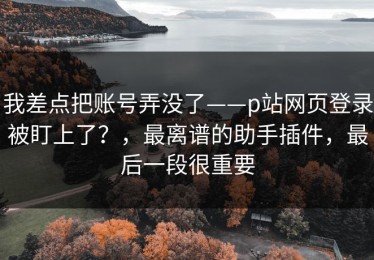 我差点把账号弄没了——p站网页登录被盯上了？，最离谱的助手插件，最后一段很重要