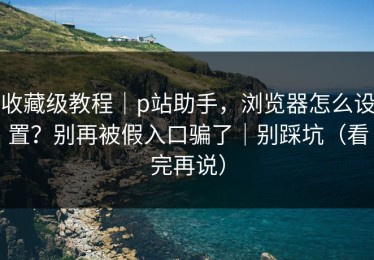 收藏级教程｜p站助手，浏览器怎么设置？别再被假入口骗了｜别踩坑（看完再说）