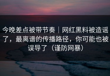 今晚差点被带节奏｜网红黑料被造谣了，最离谱的传播路径，你可能也被误导了（谨防网暴）