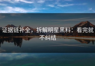 证据链补全，拆解明星黑料：看完就不纠结