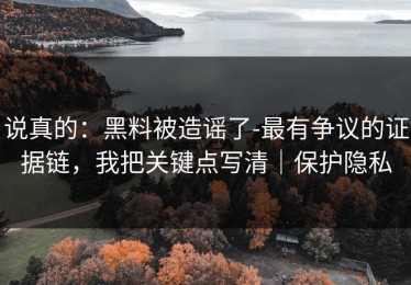 说真的：黑料被造谣了-最有争议的证据链，我把关键点写清｜保护隐私