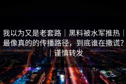我以为又是老套路｜黑料被水军推热｜最像真的的传播路径，到底谁在撒谎？｜谨慎转发
