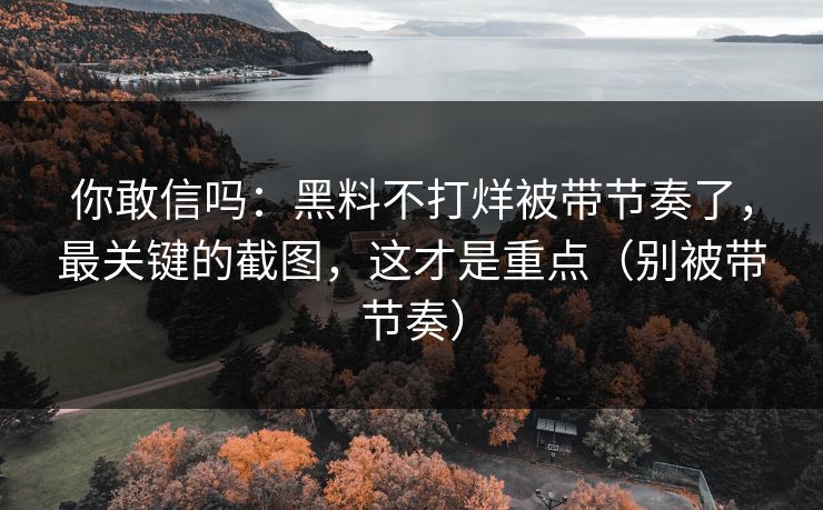 你敢信吗：黑料不打烊被带节奏了，最关键的截图，这才是重点（别被带节奏）
