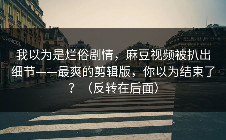 我以为是烂俗剧情，麻豆视频被扒出细节——最爽的剪辑版，你以为结束了？（反转在后面）