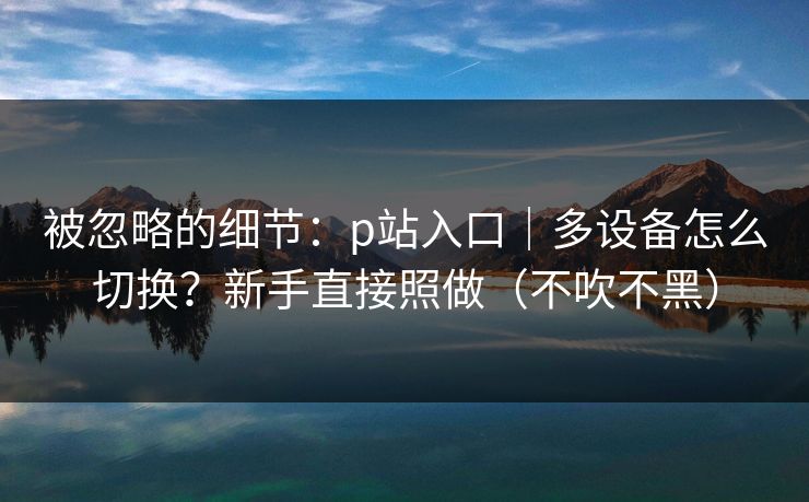 被忽略的细节：p站入口｜多设备怎么切换？新手直接照做（不吹不黑）
