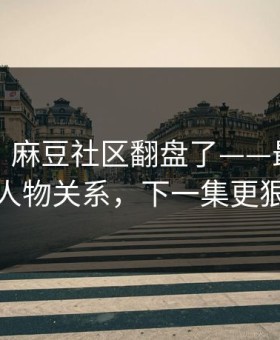 说真的：麻豆社区翻盘了——最催泪的人物关系，下一集更狠