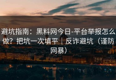 避坑指南：黑料网今日-平台举报怎么做？把坑一次填平｜反诈避坑（谨防网暴）