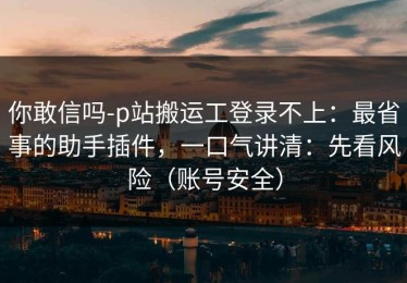 你敢信吗-p站搬运工登录不上：最省事的助手插件，一口气讲清：先看风险（账号安全）