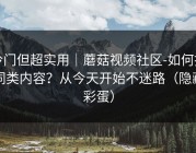 冷门但超实用｜蘑菇视频社区-如何找同类内容？从今天开始不迷路（隐藏彩蛋）