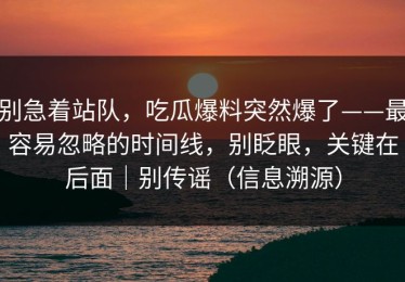 别急着站队，吃瓜爆料突然爆了——最容易忽略的时间线，别眨眼，关键在后面｜别传谣（信息溯源）
