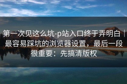 第一次见这么坑-p站入口终于弄明白｜最容易踩坑的浏览器设置，最后一段很重要：先搞清版权