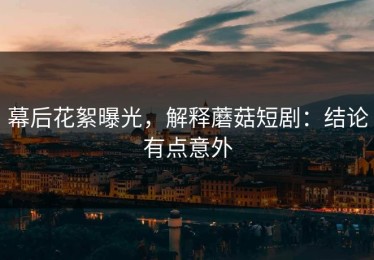 幕后花絮曝光，解释蘑菇短剧：结论有点意外
