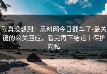 我真没想到：黑料网今日翻车了-最关键的公关回应，看完再下结论｜保护隐私