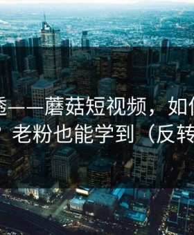 一篇讲透——蘑菇短视频，如何挖到原创频道？老粉也能学到（反转在后面）