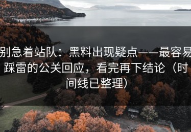别急着站队：黑料出现疑点——最容易踩雷的公关回应，看完再下结论（时间线已整理）