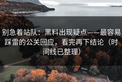 别急着站队：黑料出现疑点——最容易踩雷的公关回应，看完再下结论（时间线已整理）