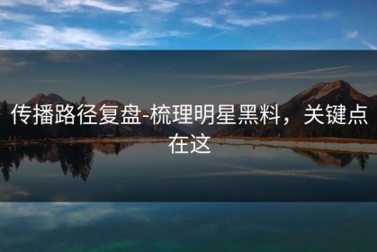 传播路径复盘-梳理明星黑料，关键点在这