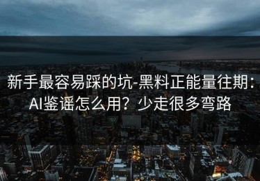 新手最容易踩的坑-黑料正能量往期：AI鉴谣怎么用？少走很多弯路