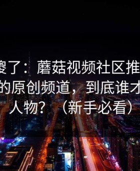 路人看傻了：蘑菇视频社区推荐变了｜最反常的原创频道，到底谁才是关键人物？（新手必看）