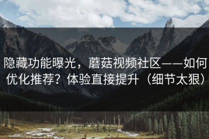 隐藏功能曝光，蘑菇视频社区——如何优化推荐？体验直接提升（细节太狠）