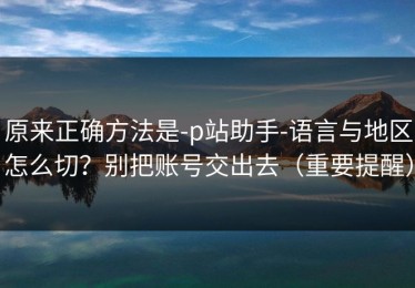 原来正确方法是-p站助手-语言与地区怎么切？别把账号交出去（重要提醒）