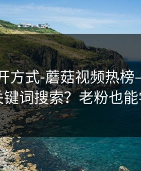 正确打开方式-蘑菇视频热榜——如何用关键词搜索？老粉也能学到