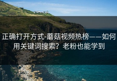 正确打开方式-蘑菇视频热榜——如何用关键词搜索？老粉也能学到