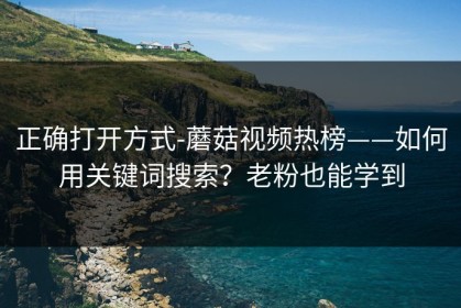 正确打开方式-蘑菇视频热榜——如何用关键词搜索？老粉也能学到