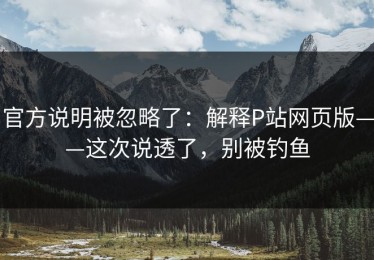 官方说明被忽略了：解释P站网页版——这次说透了，别被钓鱼