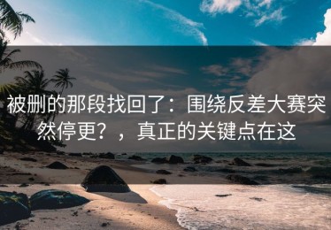 被删的那段找回了：围绕反差大赛突然停更？，真正的关键点在这