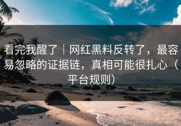 看完我醒了｜网红黑料反转了，最容易忽略的证据链，真相可能很扎心（平台规则）