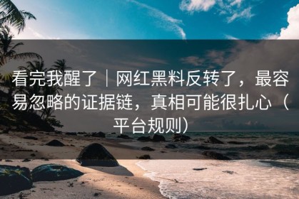 看完我醒了｜网红黑料反转了，最容易忽略的证据链，真相可能很扎心（平台规则）