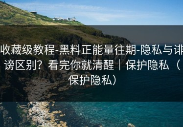 收藏级教程-黑料正能量往期-隐私与诽谤区别？看完你就清醒｜保护隐私（保护隐私）