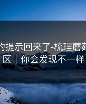 被忽略的提示回来了-梳理蘑菇视频社区｜你会发现不一样