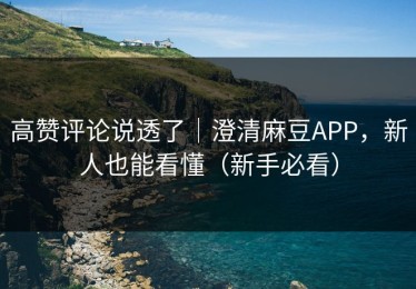 高赞评论说透了｜澄清麻豆APP，新人也能看懂（新手必看）