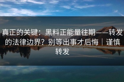 真正的关键：黑料正能量往期——转发的法律边界？别等出事才后悔｜谨慎转发