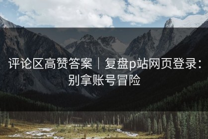 评论区高赞答案｜复盘p站网页登录：别拿账号冒险
