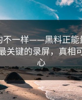 这次真的不一样——黑料正能量往期反转了：最关键的录屏，真相可能很扎心