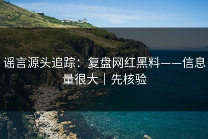 谣言源头追踪：复盘网红黑料——信息量很大｜先核验