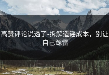 高赞评论说透了-拆解造谣成本，别让自己踩雷