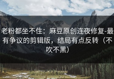 老粉都坐不住：麻豆原创连夜修复-最有争议的剪辑版，结局有点反转（不吹不黑）