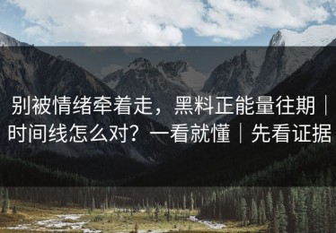 别被情绪牵着走，黑料正能量往期｜时间线怎么对？一看就懂｜先看证据
