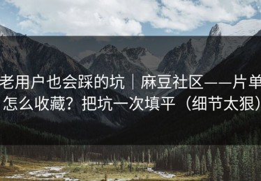 老用户也会踩的坑｜麻豆社区——片单怎么收藏？把坑一次填平（细节太狠）