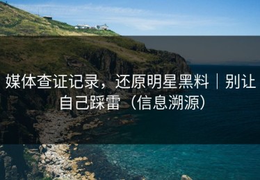 媒体查证记录，还原明星黑料｜别让自己踩雷（信息溯源）