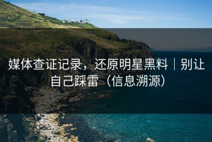 媒体查证记录，还原明星黑料｜别让自己踩雷（信息溯源）