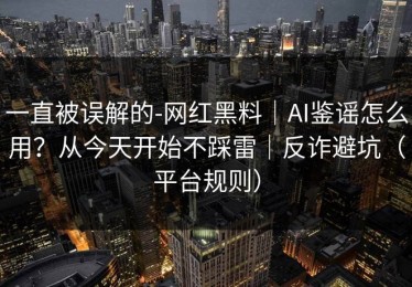 一直被误解的-网红黑料｜AI鉴谣怎么用？从今天开始不踩雷｜反诈避坑（平台规则）