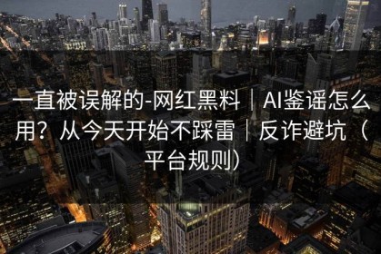 一直被误解的-网红黑料｜AI鉴谣怎么用？从今天开始不踩雷｜反诈避坑（平台规则）