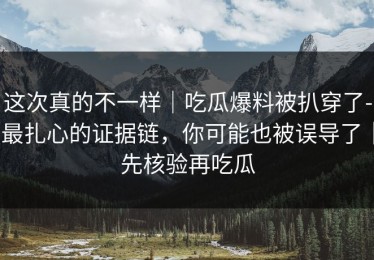 这次真的不一样｜吃瓜爆料被扒穿了-最扎心的证据链，你可能也被误导了｜先核验再吃瓜